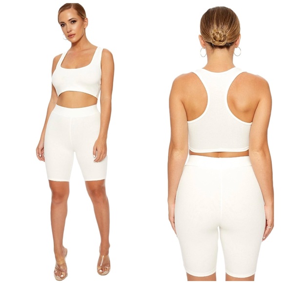 naked wardrobe Pants - LAST ONE Naked Wardrobe Ribbed racerback short set